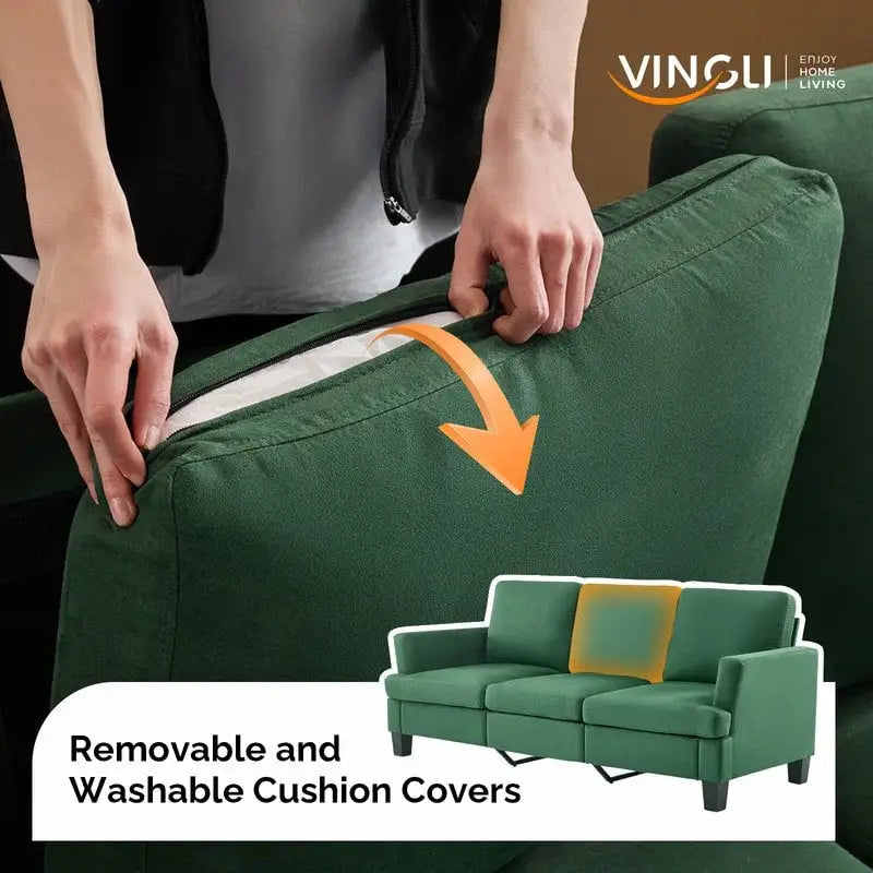 83.5 Upholstered Square Arm Suede Sofa
