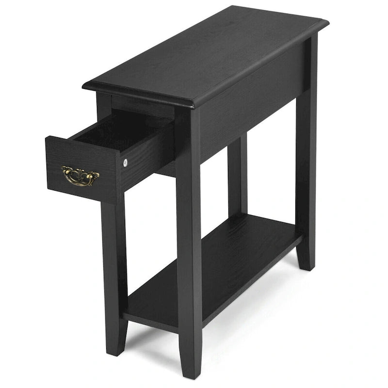 Gymax Set of 2 Nightstand 2 Tier End Bedside Sofa Side Table w/Drawer - See Details