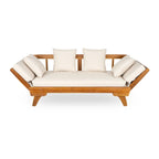 Outdoor Daybed Sofa - 3-Seater with Foldable Arms, Acacia Wood Frame & Removable Cushions