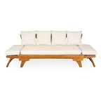 Outdoor Daybed Sofa - 3-Seater with Foldable Arms, Acacia Wood Frame & Removable Cushions