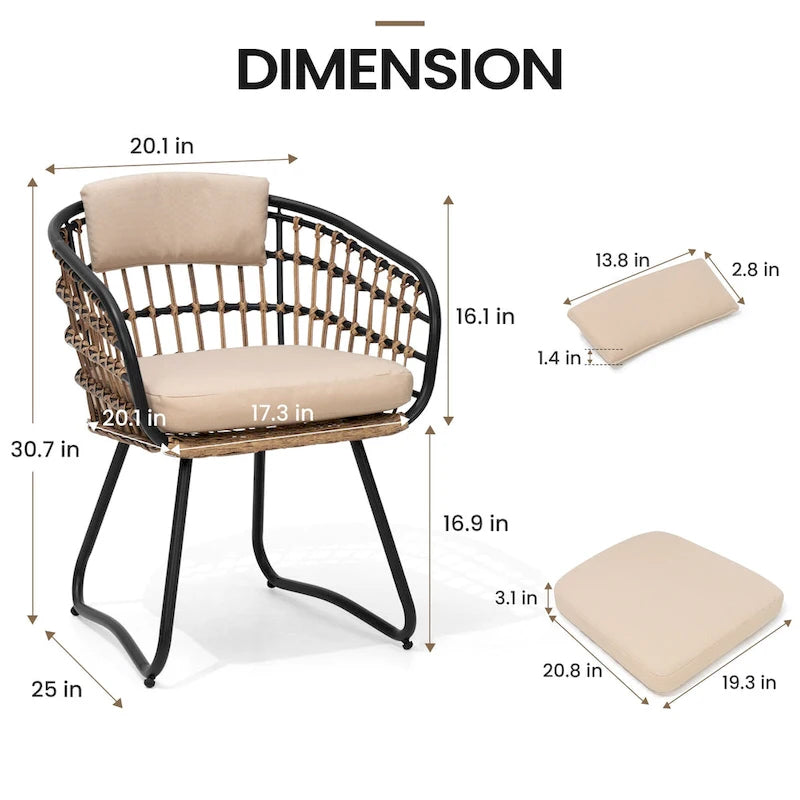 Outdoor Patio Rectangular Aluminum Dining Table Set with Umbrella Hole with Rattan Chair