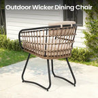 Outdoor Patio Rectangular Aluminum Dining Table Set with Umbrella Hole with Rattan Chair
