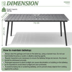 Outdoor Patio Rectangular Aluminum Dining Table Set with Umbrella Hole with Rattan Chair