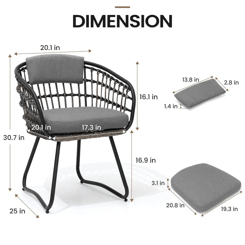 Outdoor Patio Rectangular Aluminum Dining Table Set with Umbrella Hole with Rattan Chair