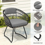 Outdoor Patio Rectangular Aluminum Dining Table Set with Umbrella Hole with Rattan Chair