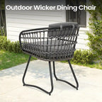 Outdoor Patio Rectangular Aluminum Dining Table Set with Umbrella Hole with Rattan Chair