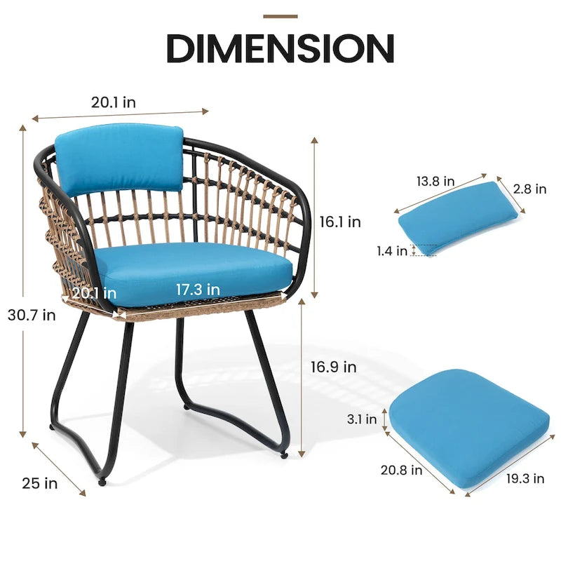 Outdoor Patio Rectangular Aluminum Dining Table Set with Umbrella Hole with Rattan Chair