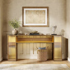 63 Inches Farmhouse Console Sofa Table with LED Lights for Entryway - 62.99 W x 11.81 D x 33.07 H