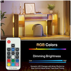 63 Inches Farmhouse Console Sofa Table with LED Lights for Entryway - 62.99 W x 11.81 D x 33.07 H