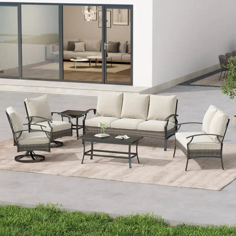 6-Piece Patio Sofa Furniture Set Outdoor Seating Group with Cushions