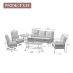 6-Piece Patio Sofa Furniture Set Outdoor Seating Group with Cushions