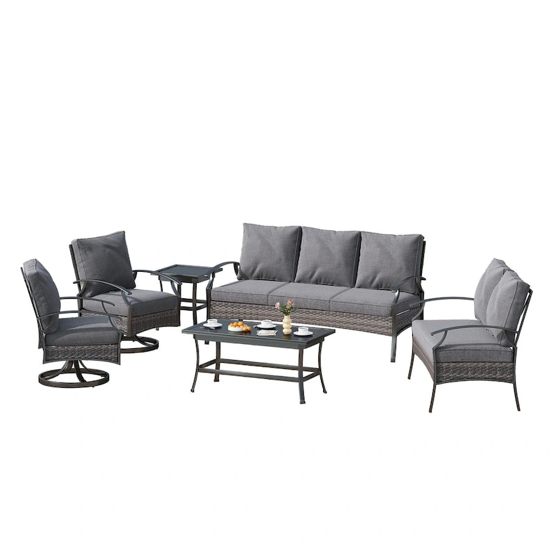 6-Piece Patio Sofa Furniture Set Outdoor Seating Group with Cushions