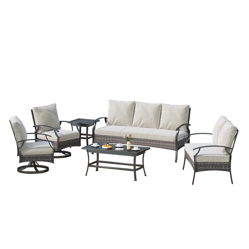 6-Piece Patio Sofa Furniture Set Outdoor Seating Group with Cushions