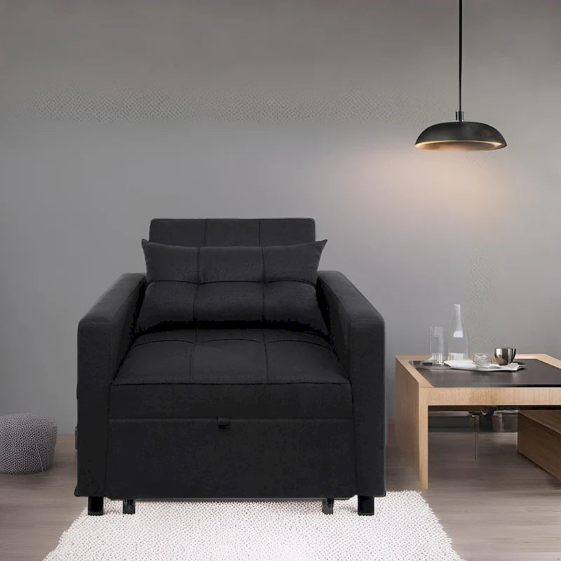 Poltrona reclinabile trasformabile 3 in 1, divano letto moderno imbottito, sedia a sdraio pieghevole per piccoli spazi