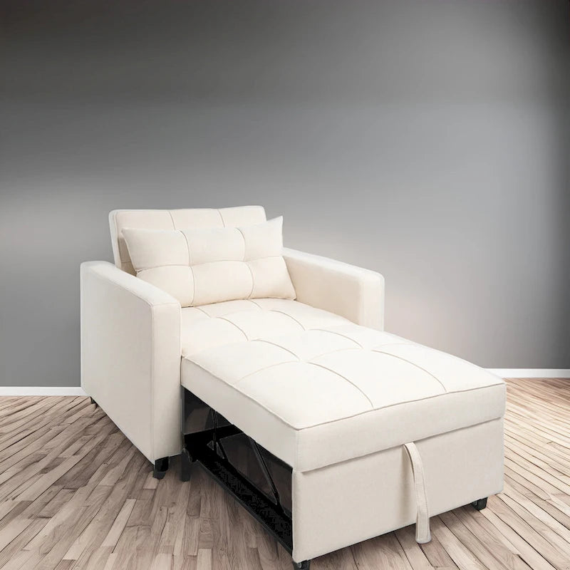 Poltrona reclinabile trasformabile 3 in 1, divano letto moderno imbottito, sedia a sdraio pieghevole per piccoli spazi