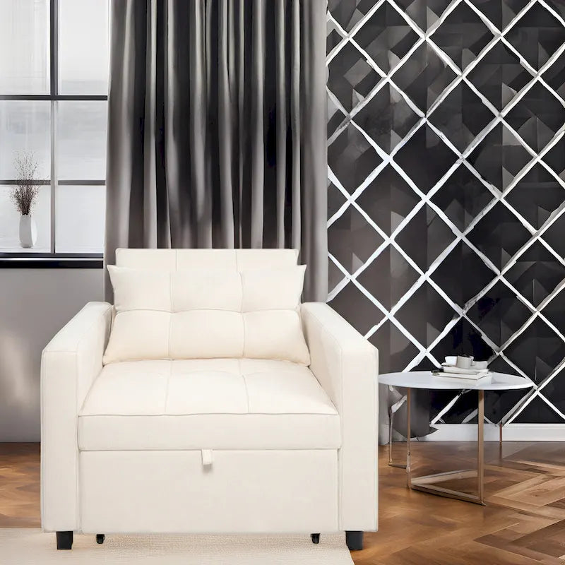 Poltrona reclinabile trasformabile 3 in 1, divano letto moderno imbottito, sedia a sdraio pieghevole per piccoli spazi