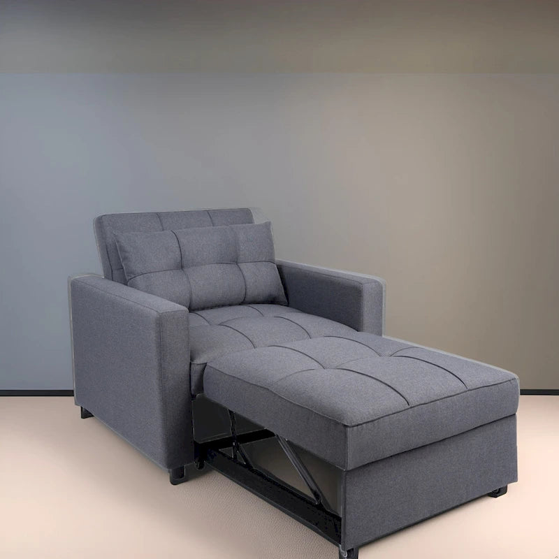 Poltrona reclinabile trasformabile 3 in 1, divano letto moderno imbottito, sedia a sdraio pieghevole per piccoli spazi