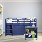 Letto a soppalco basso per bambini con scrivania e contenitore - Letto a soppalco in legno di pino con armadietto e spazio studio