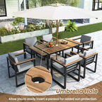 Modern 7 Pieces Outdoor Dining Set with Removable Cushions, Patio Dining Table and Chair Set for Patio, Backyard 7 Pack