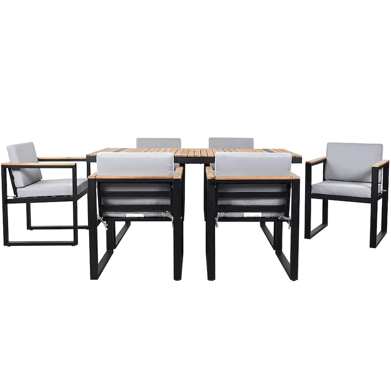 Modern 7 Pieces Outdoor Dining Set with Removable Cushions, Patio Dining Table and Chair Set for Patio, Backyard 7 Pack
