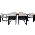 Modern 7 Pieces Outdoor Dining Set with Removable Cushions, Patio Dining Table and Chair Set for Patio, Backyard 7 Pack