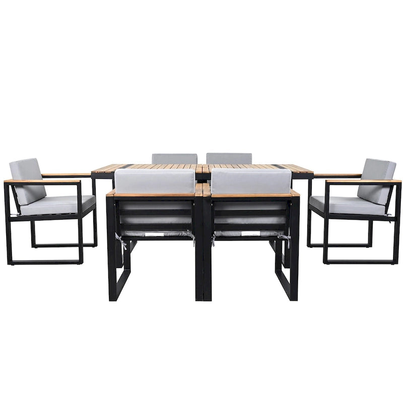 Modern 7 Pieces Outdoor Dining Set with Removable Cushions, Patio Dining Table and Chair Set for Patio, Backyard 7 Pack