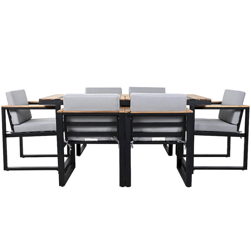 Modern 7 Pieces Outdoor Dining Set with Removable Cushions, Patio Dining Table and Chair Set for Patio, Backyard 7 Pack