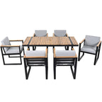 Modern 7 Pieces Outdoor Dining Set with Removable Cushions, Patio Dining Table and Chair Set for Patio, Backyard 7 Pack