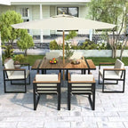 Modern 7 Pieces Outdoor Dining Set with Removable Cushions, Patio Dining Table and Chair Set for Patio, Backyard 7 Pack