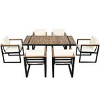 Modern 7 Pieces Outdoor Dining Set with Removable Cushions, Patio Dining Table and Chair Set for Patio, Backyard 7 Pack