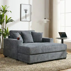 Chaise longue oversize in ciniglia, divano letto a poltrona 39,7/43,5/55 con cuscini, stazione di ricarica e portabicchieri