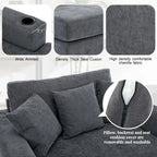 Chaise longue oversize in ciniglia, divano letto a poltrona 39,7/43,5/55 con cuscini, stazione di ricarica e portabicchieri