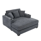 Chaise longue oversize in ciniglia, divano letto a poltrona 39,7/43,5/55 con cuscini, stazione di ricarica e portabicchieri