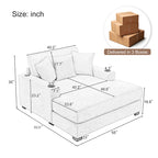 Chaise longue oversize in ciniglia, divano letto a poltrona 39,7/43,5/55 con cuscini, stazione di ricarica e portabicchieri