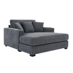 Chaise longue oversize in ciniglia, divano letto a poltrona 39,7/43,5/55 con cuscini, stazione di ricarica e portabicchieri