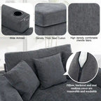 Chaise longue oversize in ciniglia, divano letto a poltrona 39,7/43,5/55 con cuscini, stazione di ricarica e portabicchieri