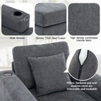 Chaise longue oversize in ciniglia, divano letto a poltrona 39,7/43,5/55 con cuscini, stazione di ricarica e portabicchieri