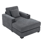Chaise longue oversize in ciniglia, divano letto a poltrona 39,7/43,5/55 con cuscini, stazione di ricarica e portabicchieri