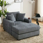 Chaise longue oversize in ciniglia, divano letto a poltrona 39,7/43,5/55 con cuscini, stazione di ricarica e portabicchieri