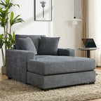 Chaise longue oversize in ciniglia, divano letto a poltrona 39,7/43,5/55 con cuscini, stazione di ricarica e portabicchieri