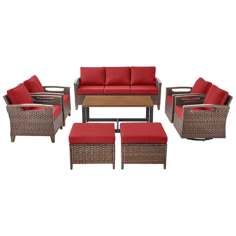 Pocassy Outdoor Patio Sofa Chair Ottoman Table Furniture Set