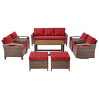 Pocassy Outdoor Patio Sofa Chair Ottoman Table Furniture Set