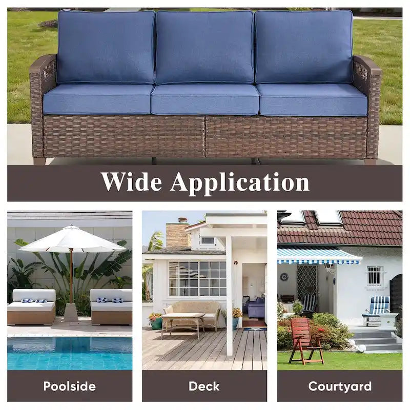Pocassy Outdoor Patio Sofa Chair Ottoman Table Furniture Set