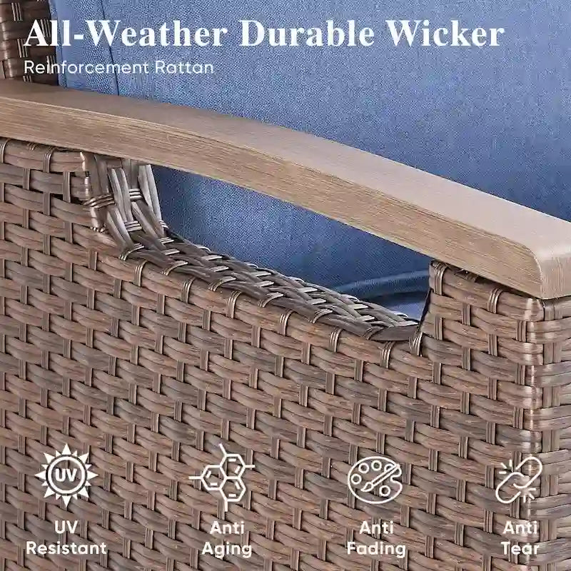 Pocassy Outdoor Patio Sofa Chair Ottoman Table Furniture Set