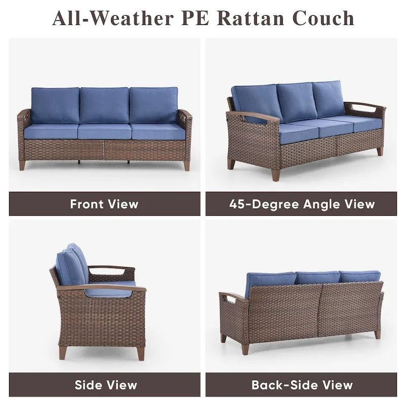 Pocassy Outdoor Patio Sofa Chair Ottoman Table Furniture Set