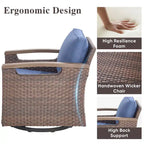 Pocassy Outdoor Patio Sofa Chair Ottoman Table Furniture Set