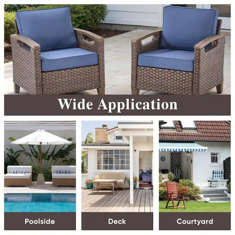 Pocassy Outdoor Patio Sofa Chair Ottoman Table Furniture Set