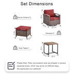 Pocassy Outdoor Patio Sofa Chair Ottoman Table Furniture Set