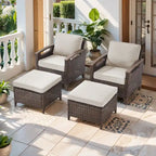 Pocassy Outdoor Patio Sofa Chair Ottoman Table Furniture Set
