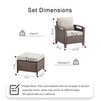Pocassy Outdoor Patio Sofa Chair Ottoman Table Furniture Set